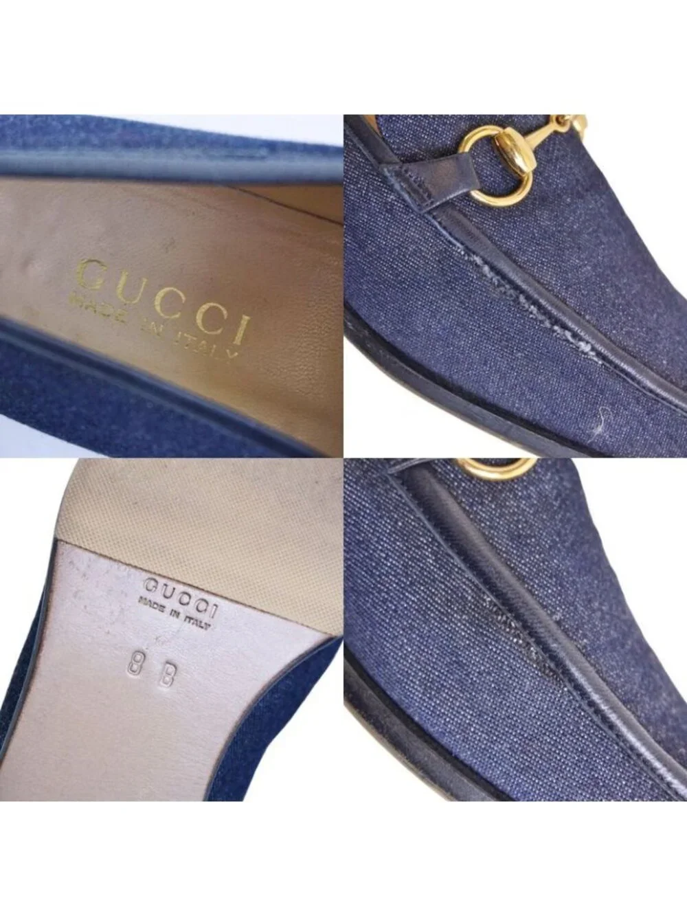 Gucci Vintage Loafers Moccasins Denim Horsebit - Picture 9 of 9